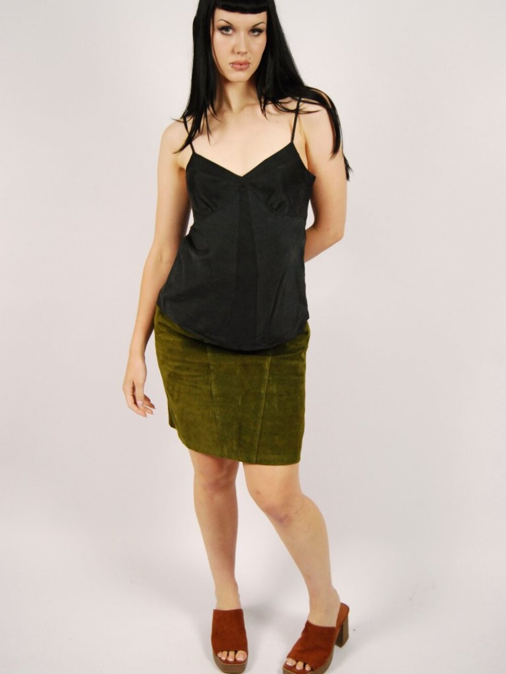 Y2K Silk Tank Top (S) small black vintage womens Express Design Studio cute chic